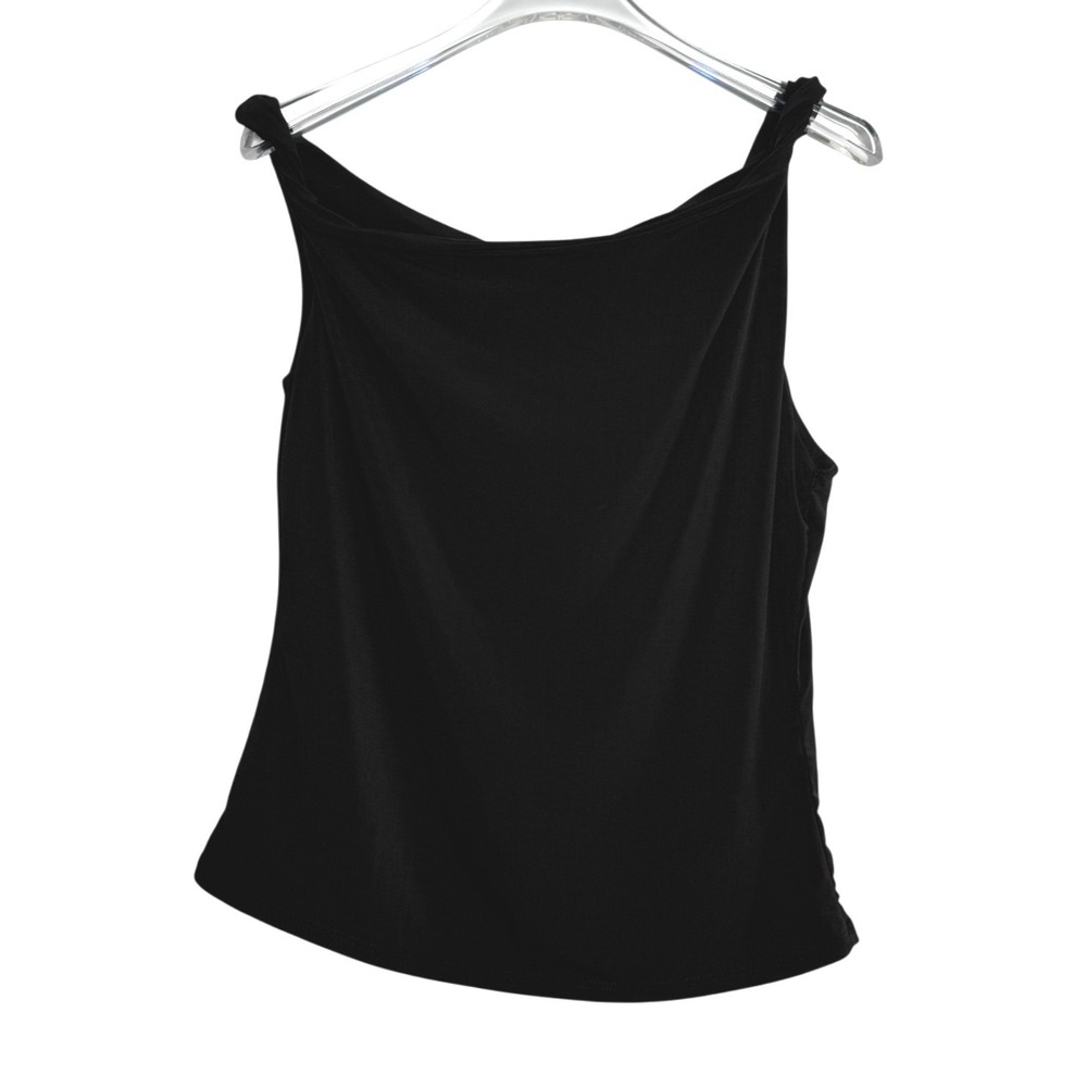 Zenobia Tank Top Womens 2XL Black Draped Cowl Neck Twisted Strap Y2K ZA7279A